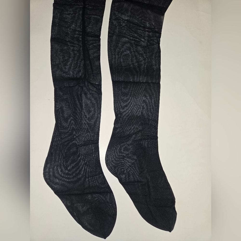 Victoria's Secret Lace Top Black Thigh High Stockings S